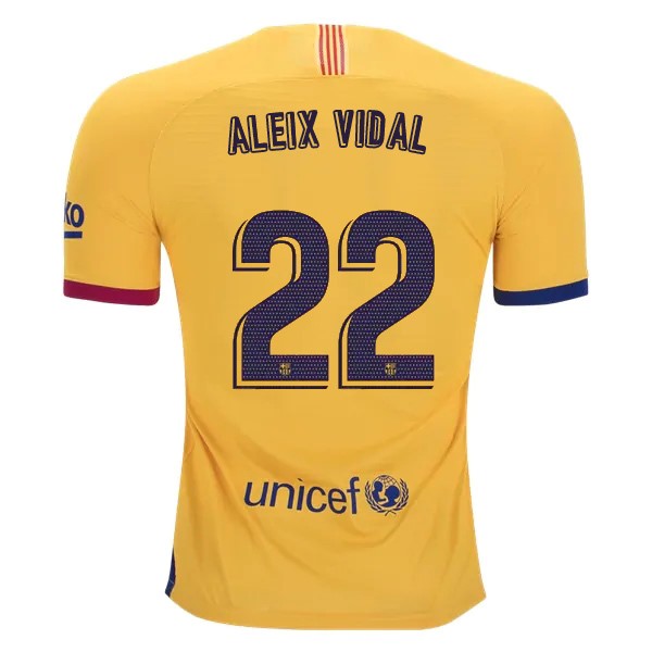 Camiseta Barcelona NO.22 Aleix Vidal 2ª Kit 2019 2020 Amarillo